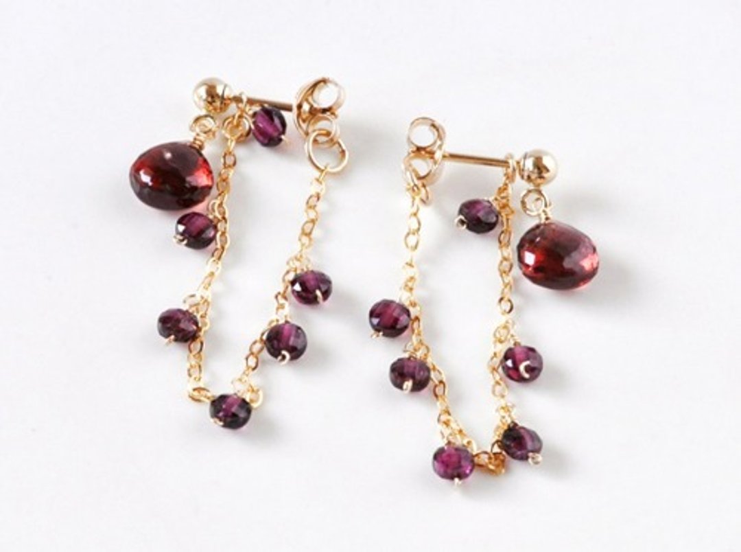 Rhodolite Garnet Stud Earrings - 耳环/耳夹 - 宝石 