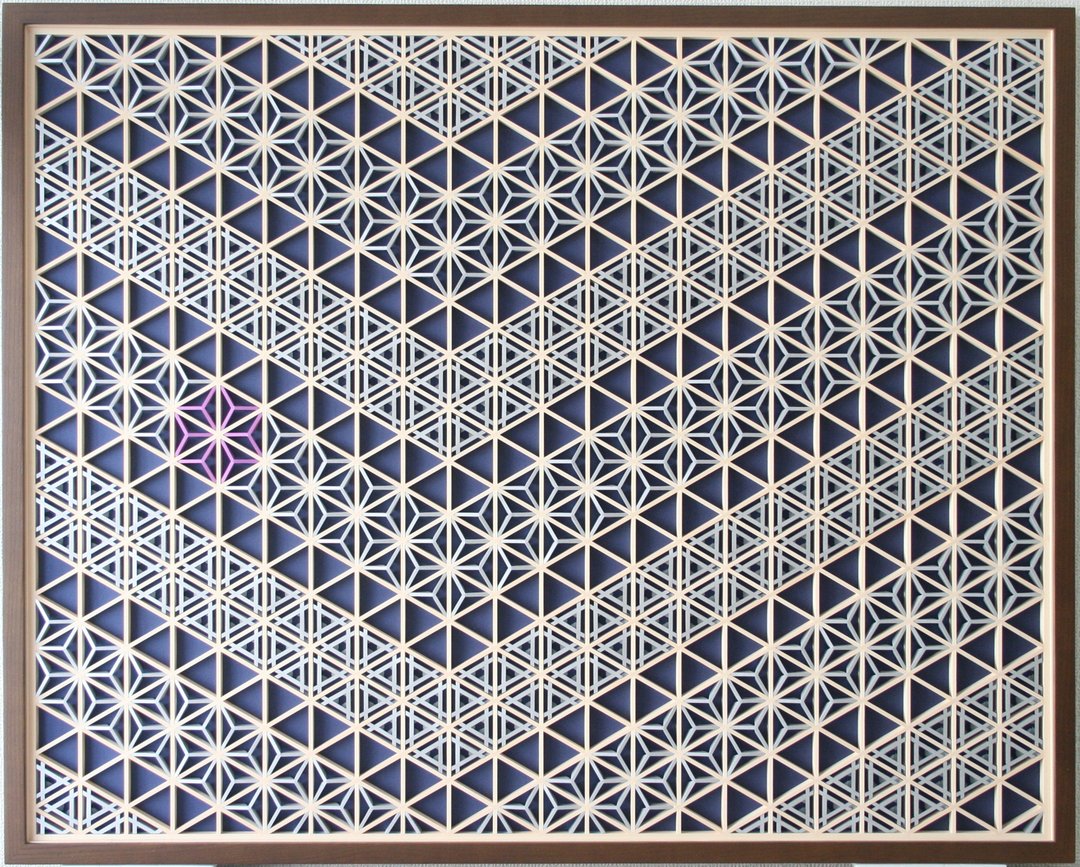 Kumiko Art Panel　One point Purple on Blue EX - 墙贴/壁贴 - 木头 蓝色