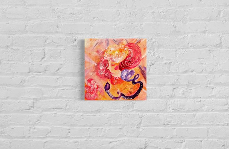 愈系女子-手绘原画艺术作品 - 海报/装饰画/版画 - 颜料 橘色