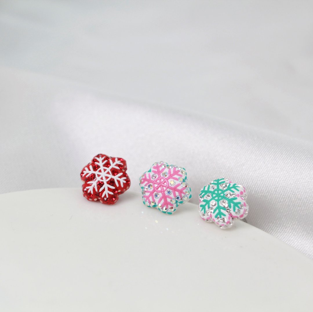 【SWS饰品】雪花飘飘造型转珠耳环 圣诞耳环 水钻耳环 抗敏医疗钢 - 耳环/耳夹 - 其他材质 多色