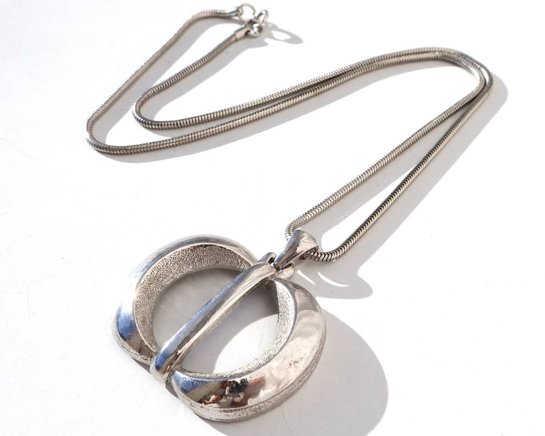 70s vintage silver color pendant necklace - 项链 - 其他金属 银色