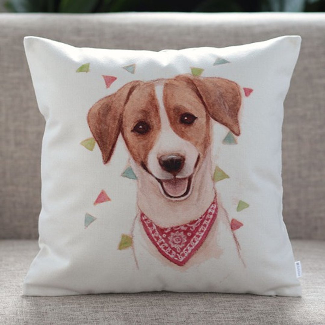 Cushion Cover Dog Jack Russell Terrier Thai Apron Scandinavian Design jubileecushionai007 - 摆饰 - 棉 