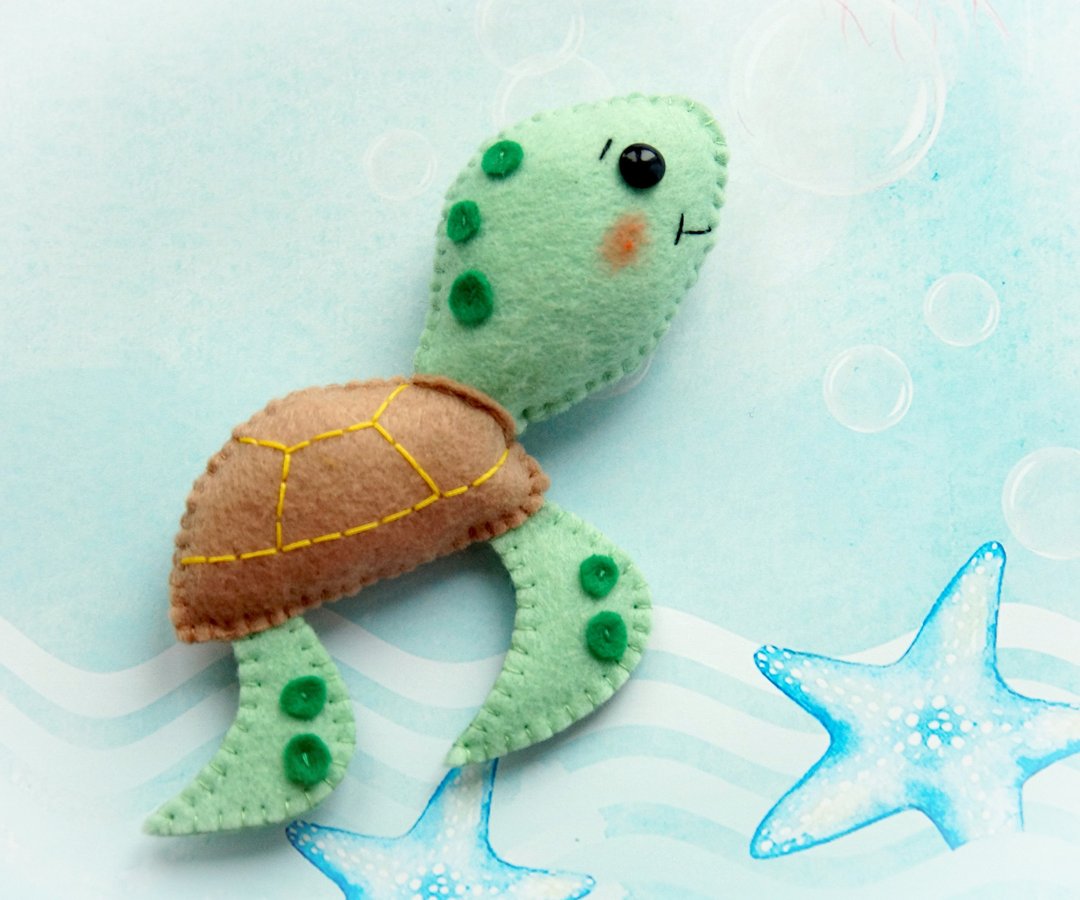 Sea turtle felt pattern, PDF felt pattern, Felt sewing pattern, Felt sea animals - 手工艺教程/工具书 - 其他材质 