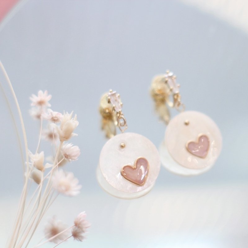 纯白の爱 | Pure Love - 耳环/耳夹 - 贝壳 白色