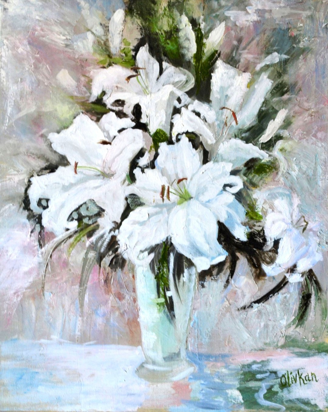 百合花艺白花原创艺术百合油画 - 海报/装饰画/版画 - 其他材质 多色