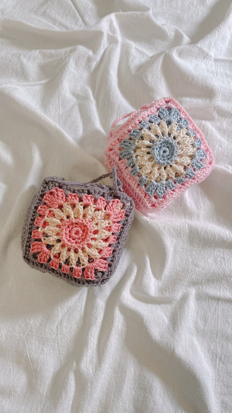 大热购物袋 快速收纳环保购物网袋 祖母格购物袋 花朵图案 2色可 - 侧背包/斜挎包 - 棉．麻 粉红色