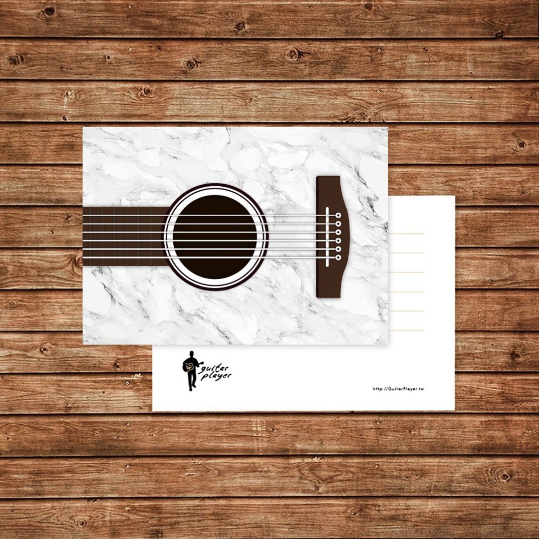 Guitar Player 大理石纹吉他明信片 音乐 卡片 礼物 - 卡片/明信片 - 纸 银色