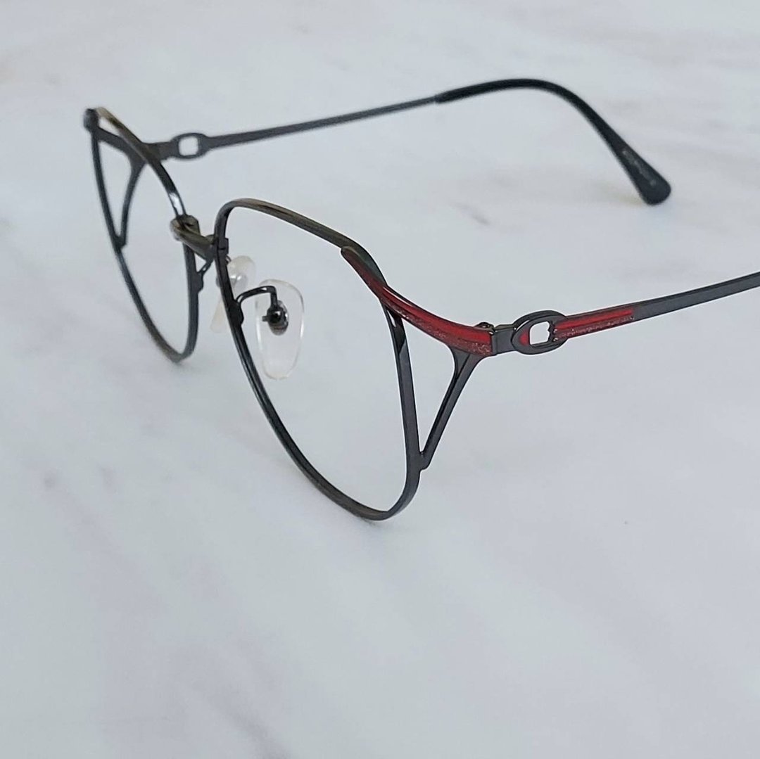 VINTAGE绝版老品全新古董眼镜 钛合金 古铜亮黑 镶嵌渐层红珐琅 - 眼镜/眼镜框 - 其他金属 黑色