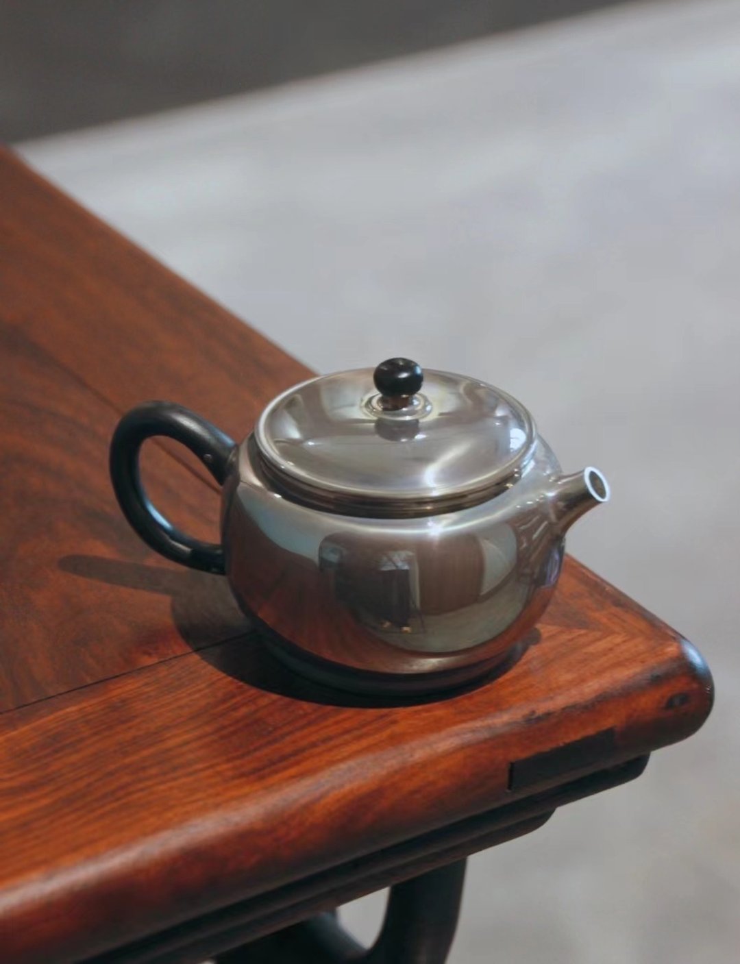 尚帧品 紫皮德钟纯银急须 银壶茶道具 纯银9999 纯手工 200cc - 茶具/茶杯 - 纯银 