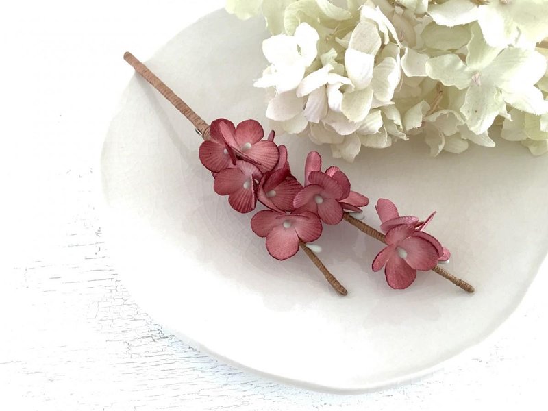 Twig corsage - Antique pink- - 胸针 - 棉．麻 粉红色
