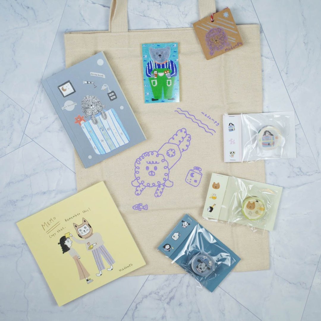 贵宾狗猫咪文具 帆布袋 福袋组合 - 侧背包/斜挎包 - 纸 多色
