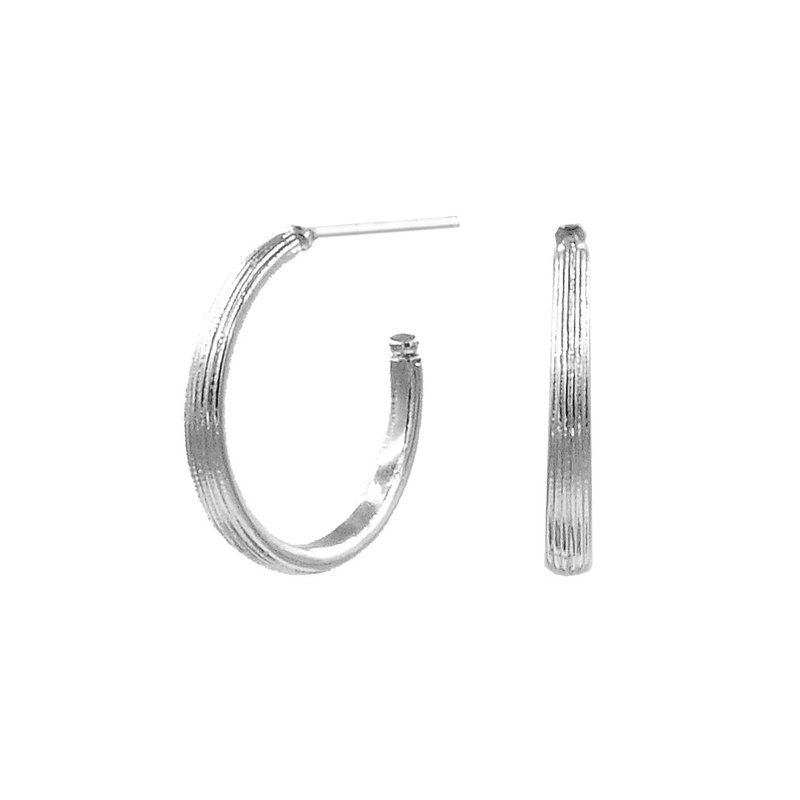 圣城 - 廊柱之名－条纹耳圈_金、银色 - 耳环/耳夹 - 贵金属 金色