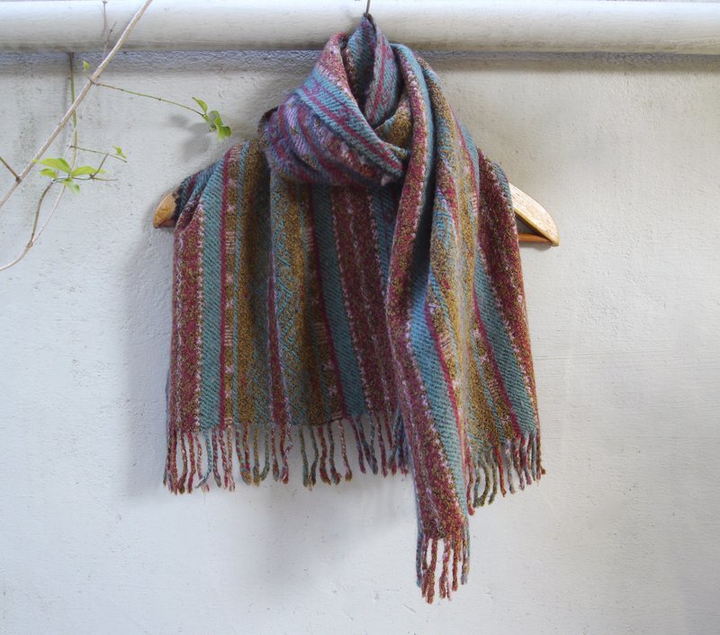 FOAK古着 红绿立体编织围巾 - 丝巾 - 聚酯纤维 红色