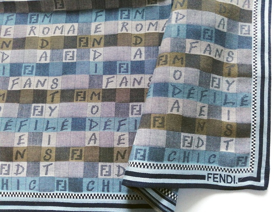 Fendi 复古手帕 方巾 圣诞礼物 18 x 18 英寸 - 手帕/方巾 - 棉 蓝色