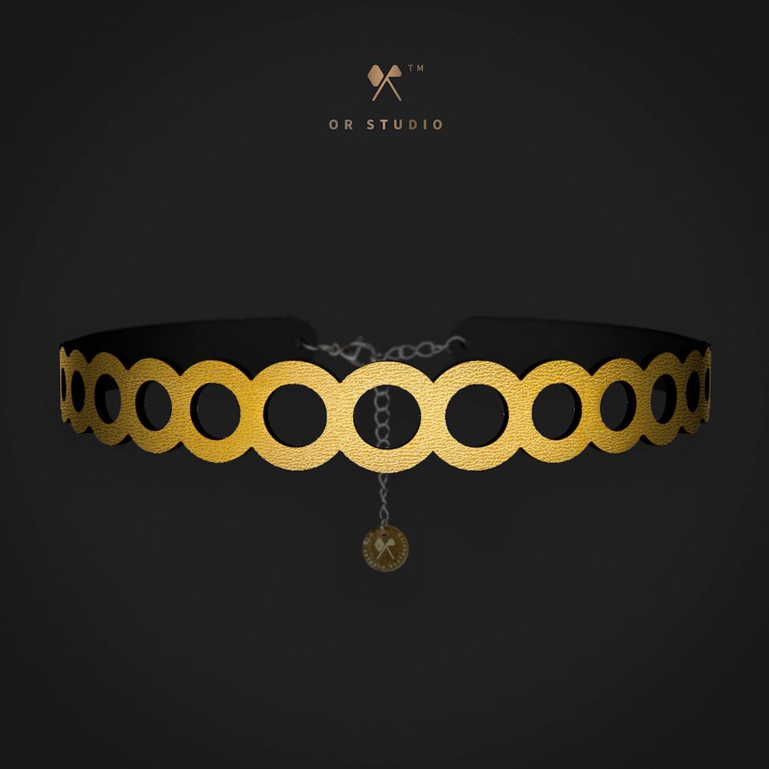 【经典系列】Classic 圆形序列 金属质感牛皮 颈环/颈链/Choker - 颈链 - 真皮 金色