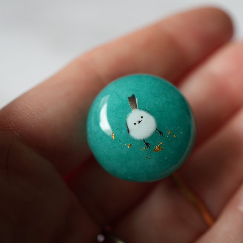 天然石 翡翠与雪鸲发饰 - 其他 - 陶 蓝色