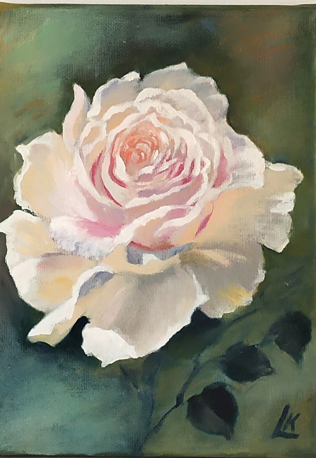 白玫瑰油画白花艺术玫瑰迷你艺术礼物给妈妈 - 海报/装饰画/版画 - 棉 