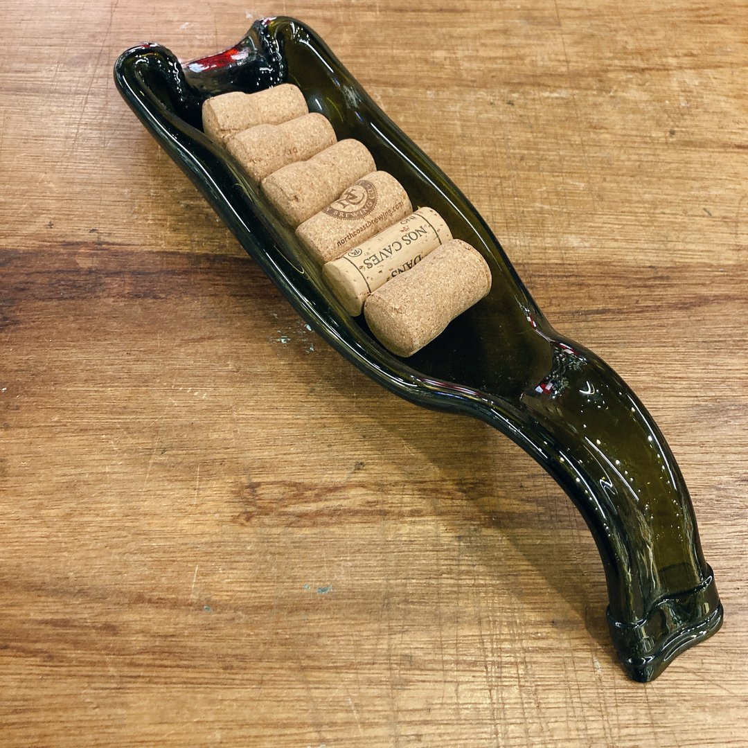 橄榄绿弯把白葡萄酒瓶瓶盛盘 餐盘 收纳盘 雪茄缸 - 盘子/餐盘/盘架 - 玻璃 