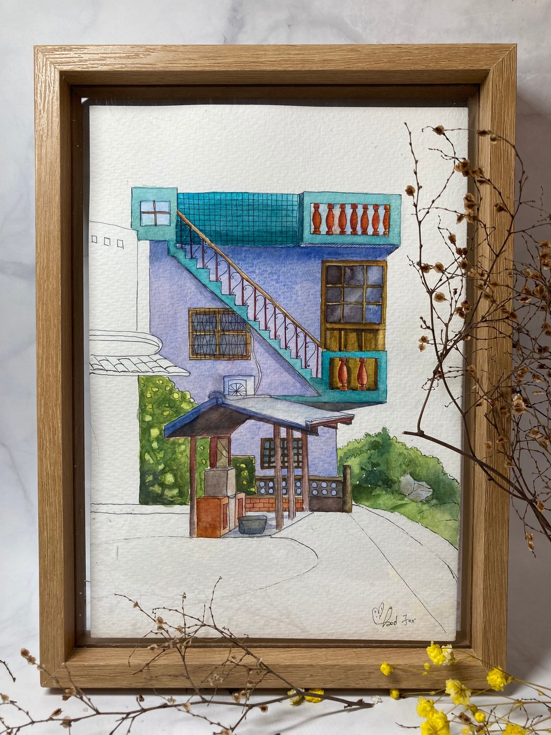 水彩原画/居家摆设/送礼/乡间小屋 - 海报/装饰画/版画 - 纸 蓝色