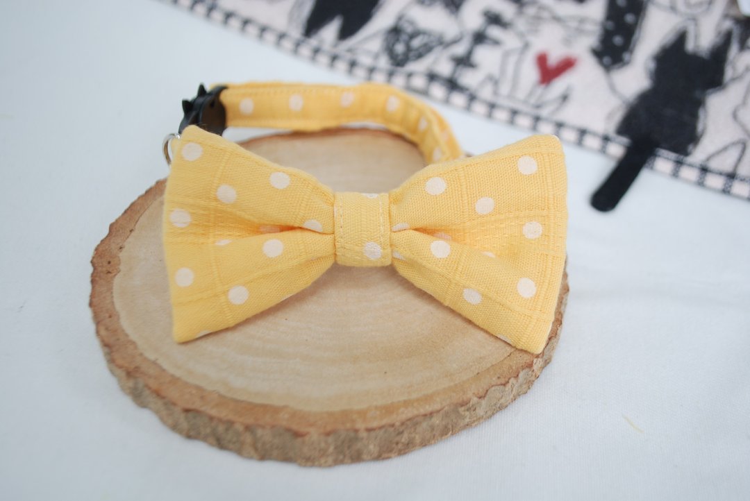 A-NI Collar for cats and dogs, spring rolls (bow) - 项圈/牵绳 - 棉 黄色