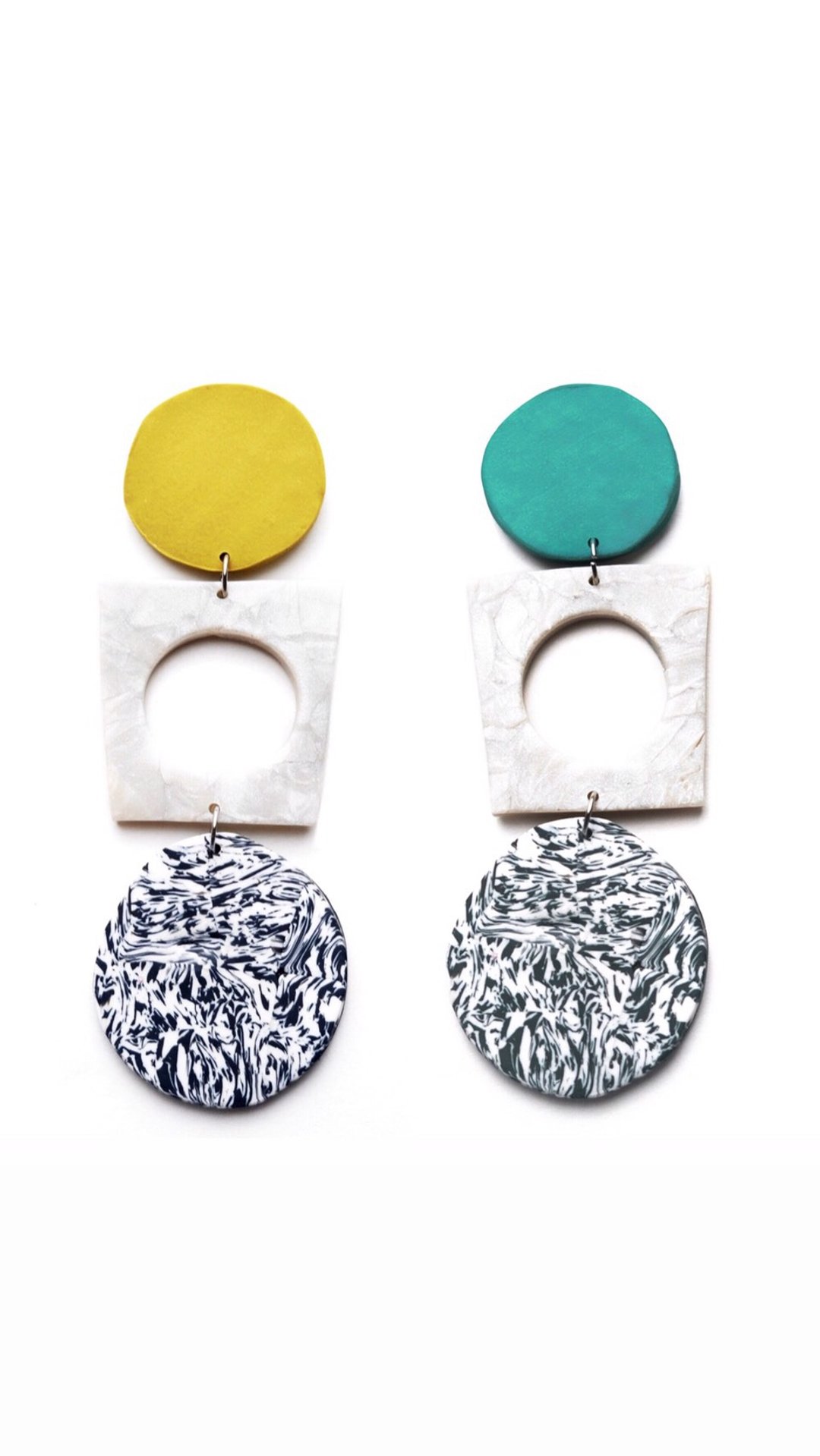 软陶耳环clay earrings 赫本风百搭个性耳环 - 耳环/耳夹 - 环保材料 多色