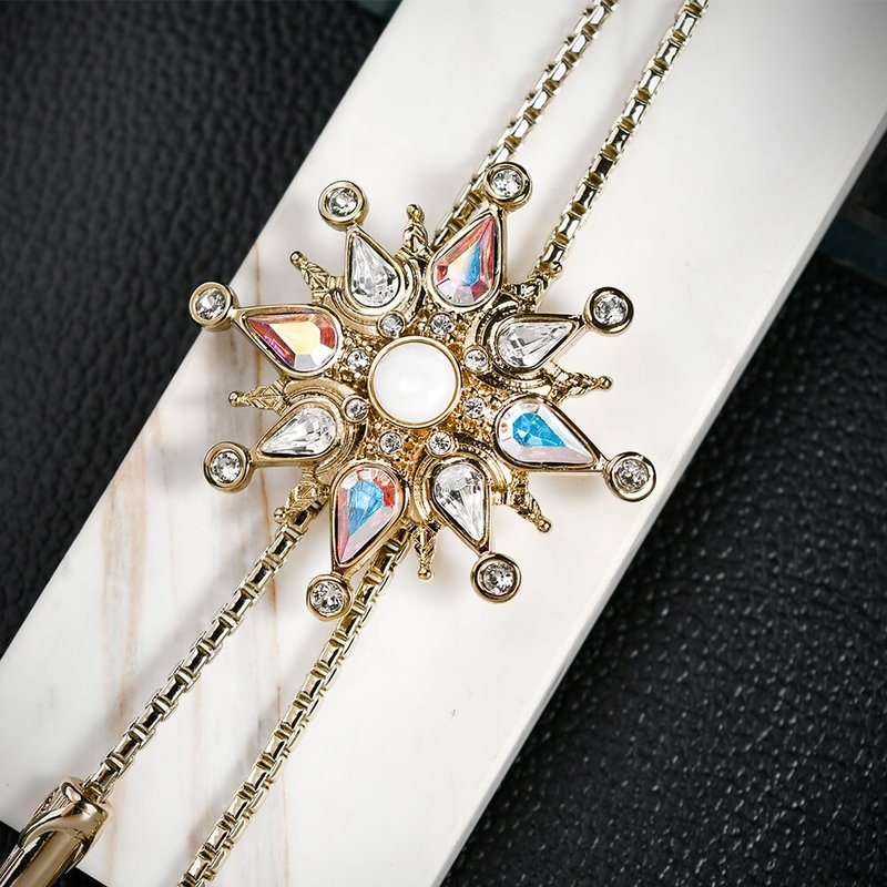 雪花系列 保罗领带 Bolo Tie 长项链 领绳领带 金属绳领带 - 领带/领带夹 - 其他金属 银色