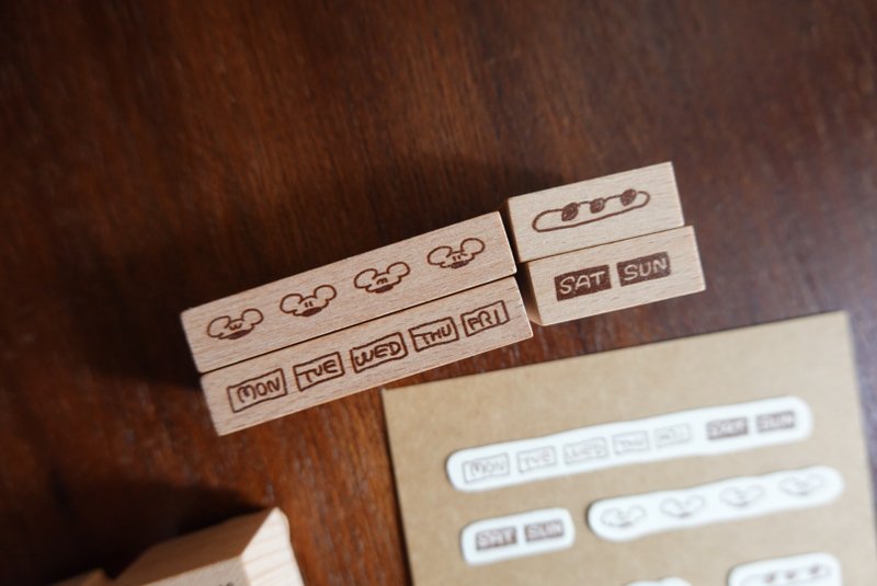 Week & 面包老鼠印章组 - 印章/印台 - 木头 