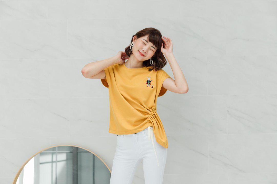 Candy Tops ( Color : Yellow Mustard) - 女装 T 恤 - 棉 黄色