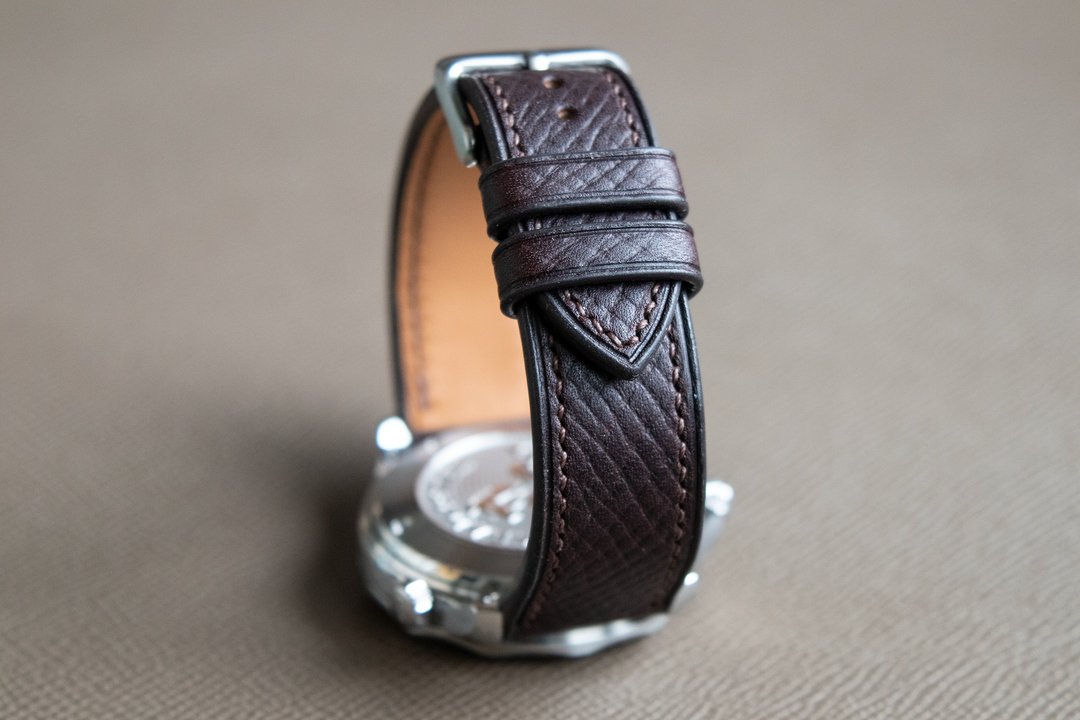 Horween 深棕色压纹皮革表带 (订制款) - 表带 - 真皮 咖啡色