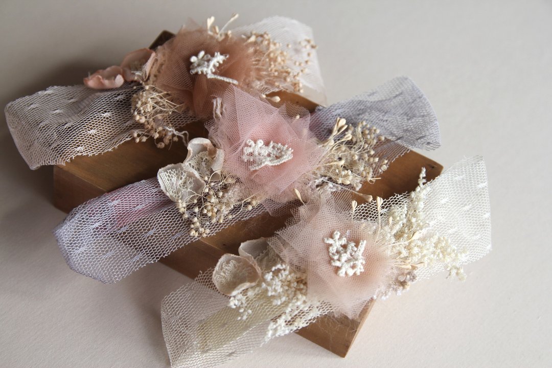 婴儿头带 宝宝头带 婴儿头饰 初生头带 Baby Headband Newborn Headband 头饰 弥月礼物 弥月头饰 百日宴头饰 周歳生日礼物 初生拍摄 摄影道具 婴儿摄影道具 - 围嘴/口水巾 - 棉 灰色