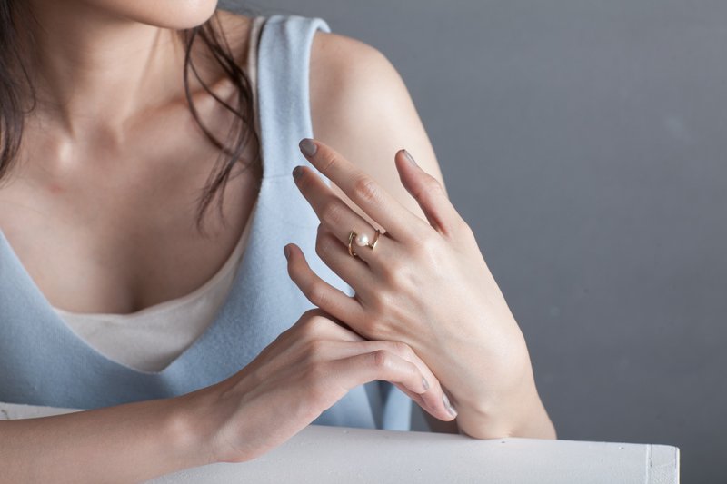 天然珍珠戒指 - Eternity - 戒指 - 宝石 白色