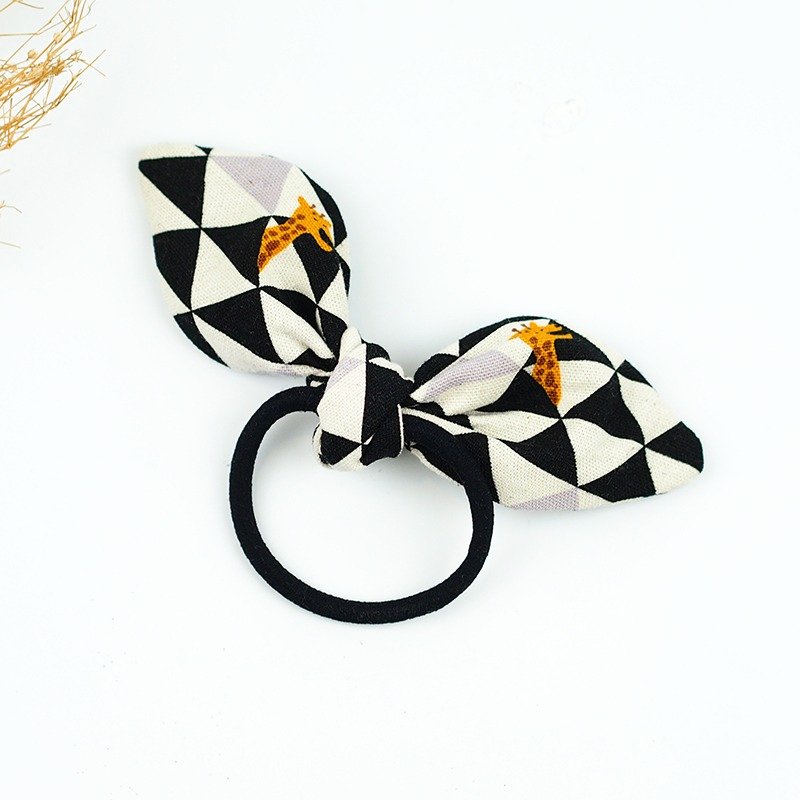 小牛村 Calf Village 手工发饰 蝴蝶结小发圈 魔法铝线弯折 动物 几何 三角形 {俏皮长颈鹿}【A-54】 - 发饰 - 棉．麻 黑色
