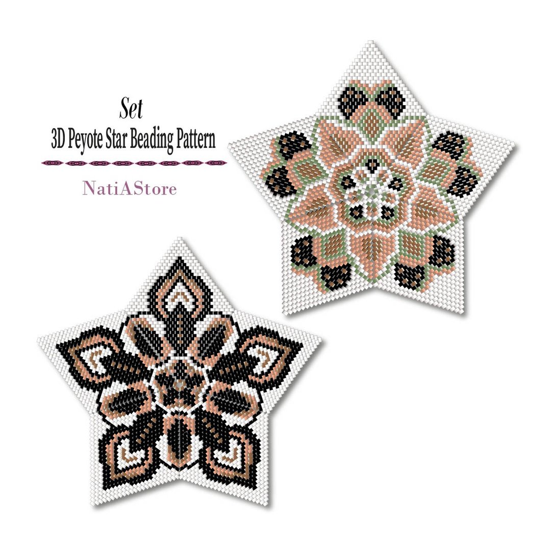 Abstract ornament - 3D Peyote Star Beading PDF Pattern - 手工艺教程/工具书 - 其他材质 