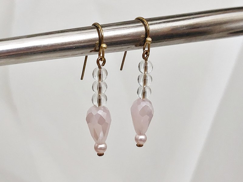 地仙 L'IMMORTEL chill系列 #22 垂坠耳饰 可改夹 - 耳环/耳夹 - 玻璃 粉红色