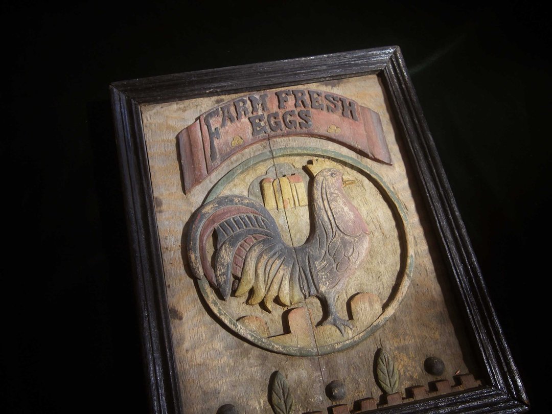 【老时光 OLD-TIME】早期欧洲手工木雕公鸡挂画挂饰 - 摆饰 - 其他材质 