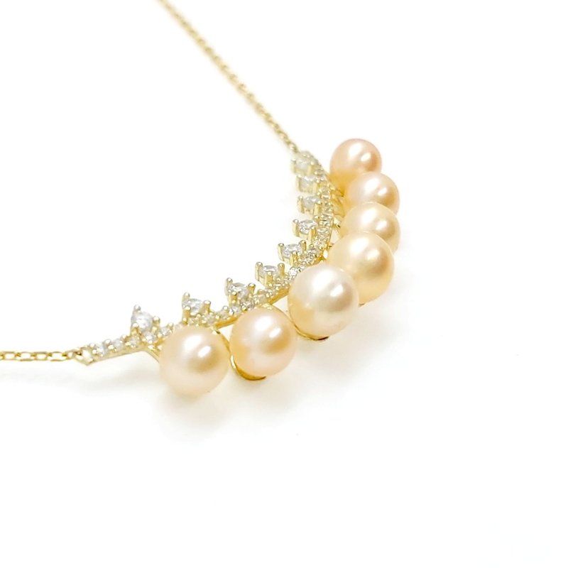 单水多珠微笑纯银项链 - 项链 - 珍珠 