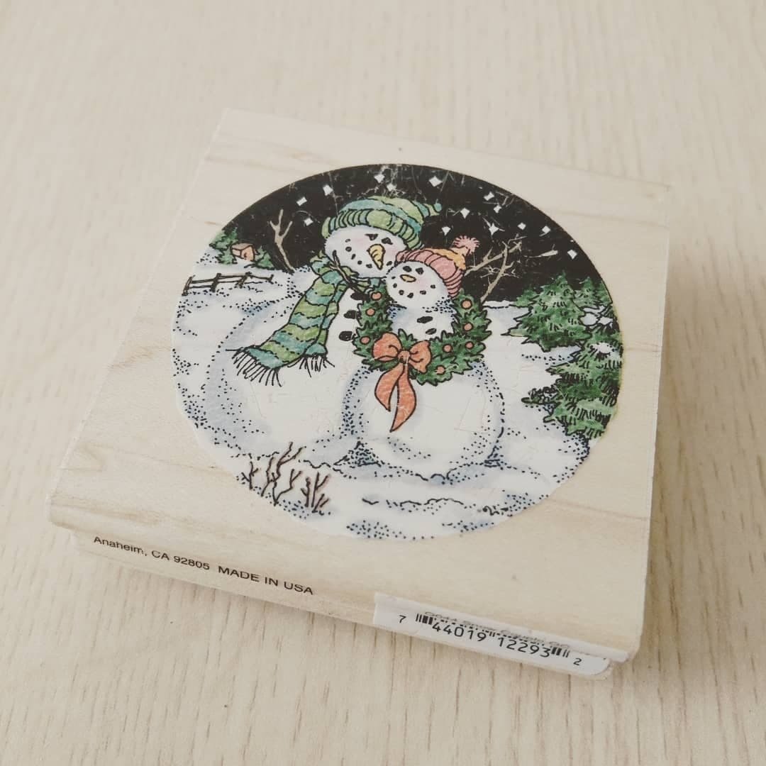 美国1997年 Stampendous 木质印章-圣诞节系列-雪人图样 - 印章/印台 - 木头 卡其色