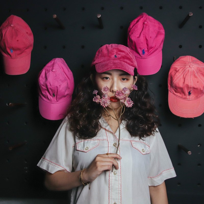 Polo Ralph Lauren老帽 粉色系 棒球帽 帽子【Tsubasa.Y 古着屋】 - 帽子 - 棉．麻 粉红色