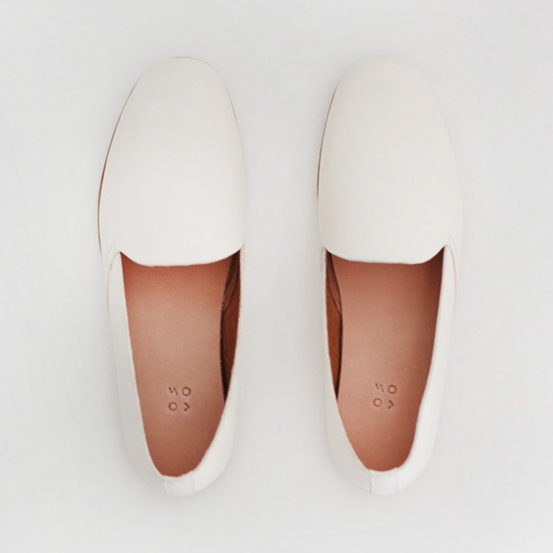 KOOW 白色极简乐福鞋女loafer 平底全皮 百搭真皮单鞋 轻便开车鞋 - 女款休闲鞋 - 真皮 白色