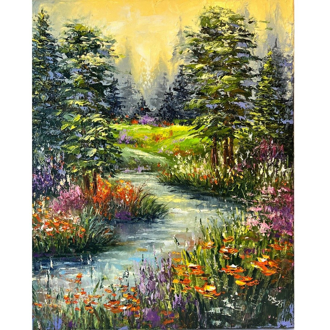 森林画作 原创艺术品 画布 50x40厘米 - 海报/装饰画/版画 - 棉 多色