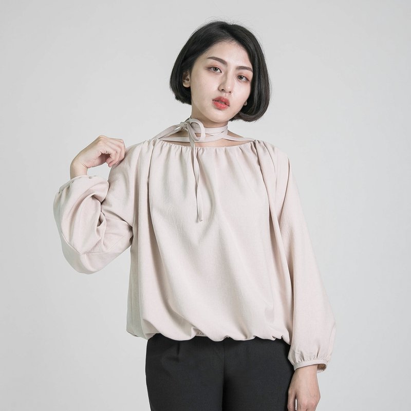 Love 眷恋皱褶上衣_8AF005_粉肤 - 女装上衣 - 棉．麻 粉红色