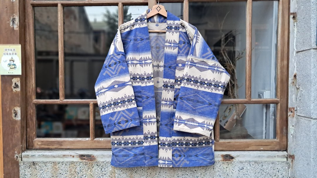AMIN'S SHINY WORLD 印地安毛满版图腾 KIMONO  Reversible 系 - 男装外套 - 棉．麻 多色
