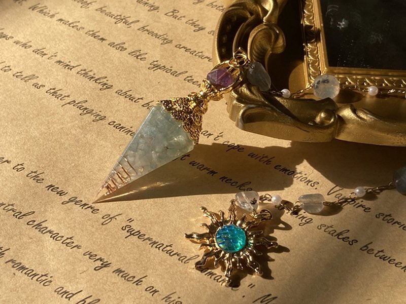 【海神波赛顿。螺旋奥根灵摆】海蓝宝、灵性加速器|长链系列 - 项链 - 其他材质 蓝色