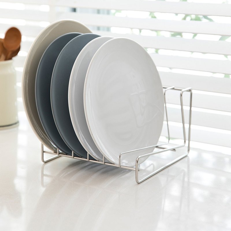 日本霜山 304不锈钢餐盘沥水收纳架(6分隔) - 盘子/餐盘/盘架 - 不锈钢 银色