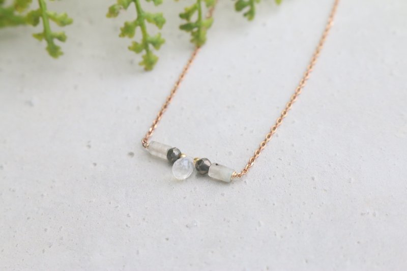 月光石 黄铜 项链 1019-当初 - 项链 - 宝石 白色