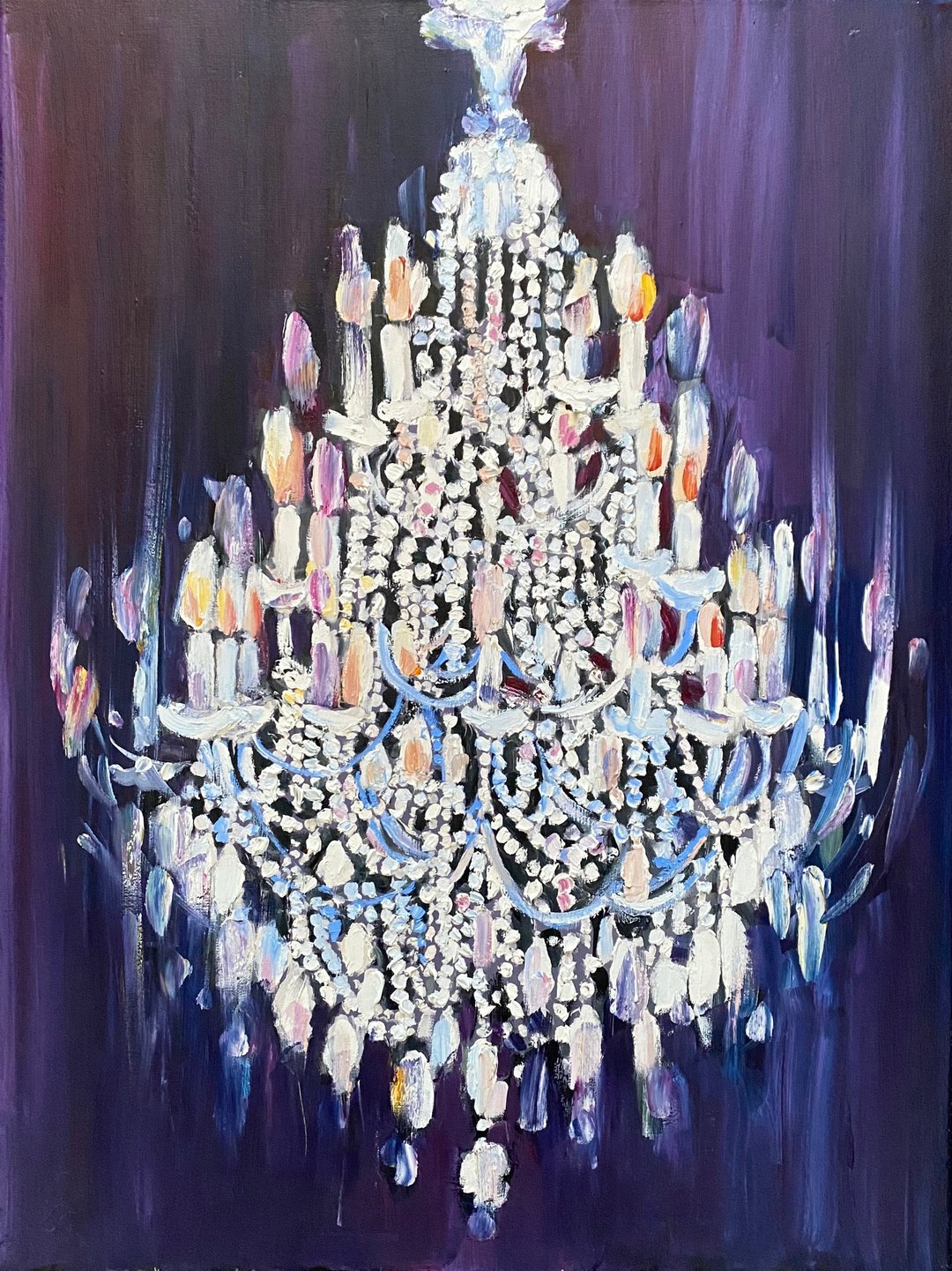 古董枝形吊灯 原创布面油画 室内装饰 墙壁装饰 抽象油画 野兽派 - 墙贴/壁贴 - 其他材质 白色