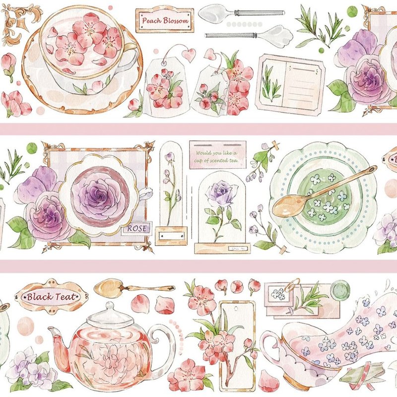 春水煎茶 貝殼光/重油 和紙 PET 膠帶 10米卷 - 纸胶带 - 其他材质 