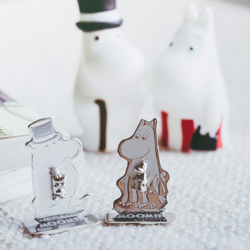 Moominpappa & Moominmamma Earrings  - Silver 925 plated with White Gold - 耳环/耳夹 - 其他金属 银色