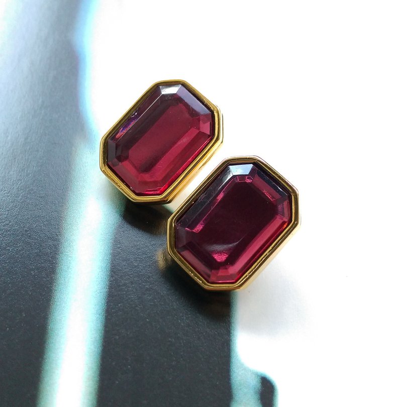 JOAN RIVERS 简约方 针式耳环。西洋古董饰品 - 耳环/耳夹 - 其他金属 金色