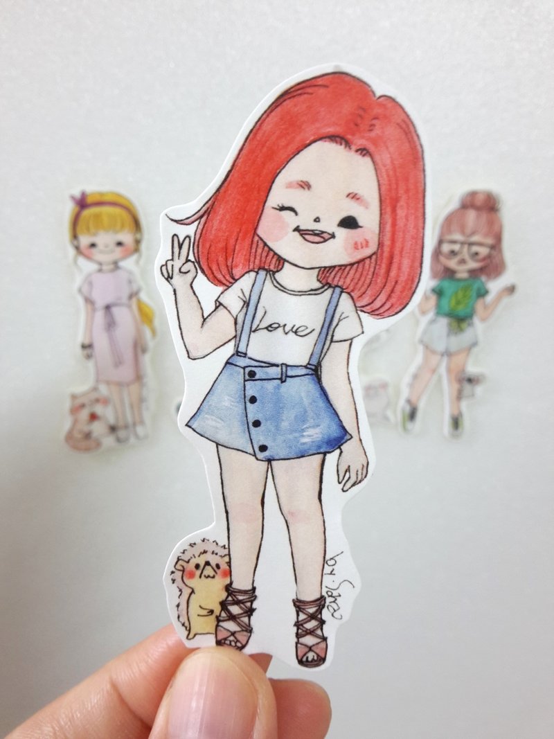 女孩们贴纸N组(五入一组) - 贴纸 - 纸 红色